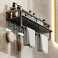 Space Aluminum Multifunctional Wall Mounted Bathroom Shelf Storage Rack Towel Bar Ideal For Bathroom Item Storage