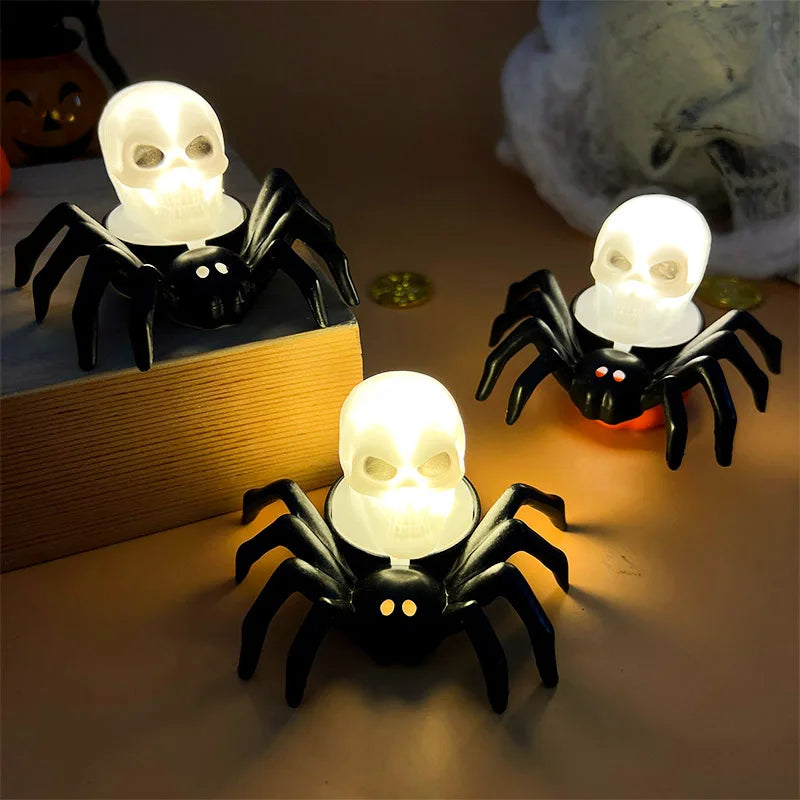 Halloween LED Candle Light Glow Spider Skull Lamp for Halloween Party Home Bar Decoration Haunted House Horror Props Ornament