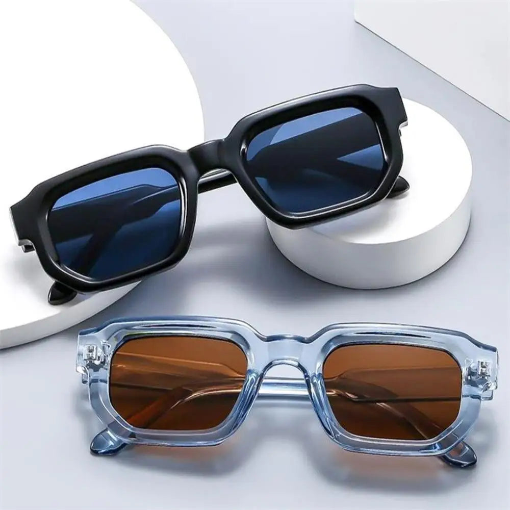 KLASSNUM Men Vintage Rectangle Frame Sunglasses Fashion Retro Sun Glasses Luxury Brand Design UV400 Shades Eyewear Women Goggles