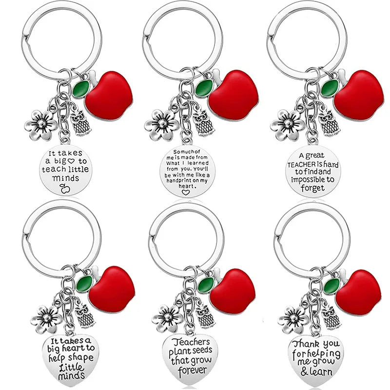 6/8pcs Teacher Keychain Teacher Appreciation Gifts Birthday Valentine's Day Christmas Gifts for Teachers Thank You Gifts