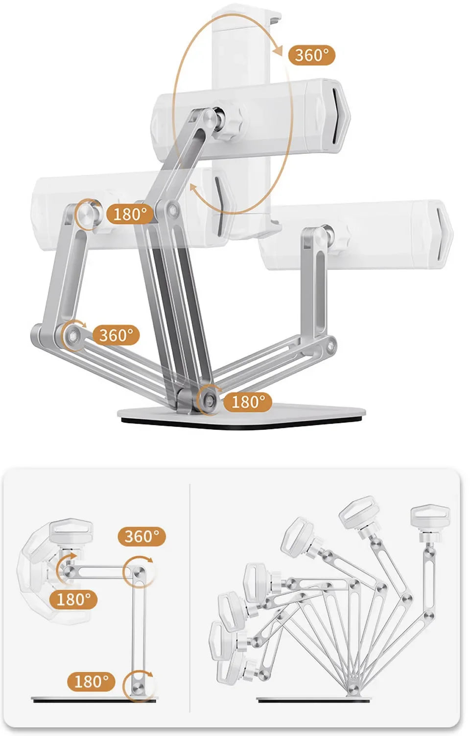 Adjustable Folding Tablet Stand Holder Aluminum Alloy Pad Mobile Phone Support Bracket for IPad Huawei Xiaomim Samsung Tablets