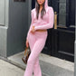 TARUXY Women Spring Outfits Casual Zipper Sweater Hoodie Set High Waist Flare Pants Suits Pink Knitted Womens Y2k Two Piece Set