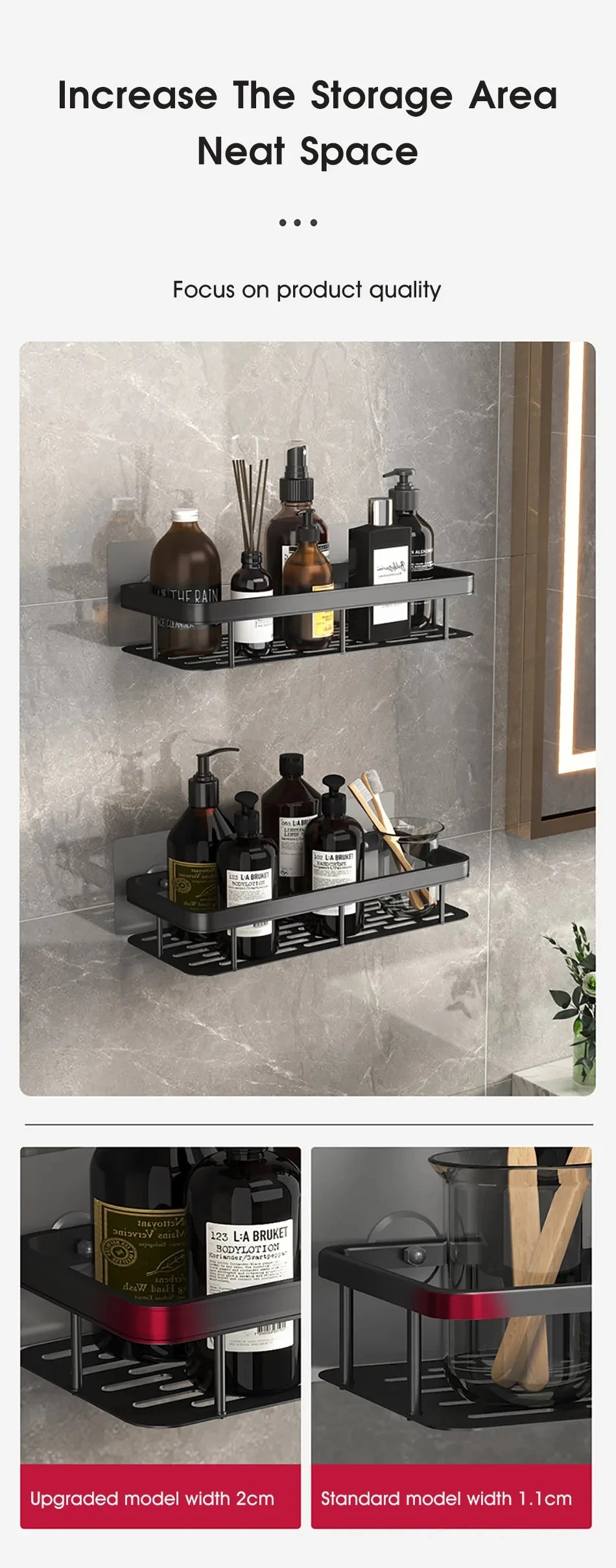 Bathroom Shelf Kitchen Storage Rack No Drill Shelves Wall Mount Corner Shelf Shower Holder For WC Organizer Bathroom Accessories