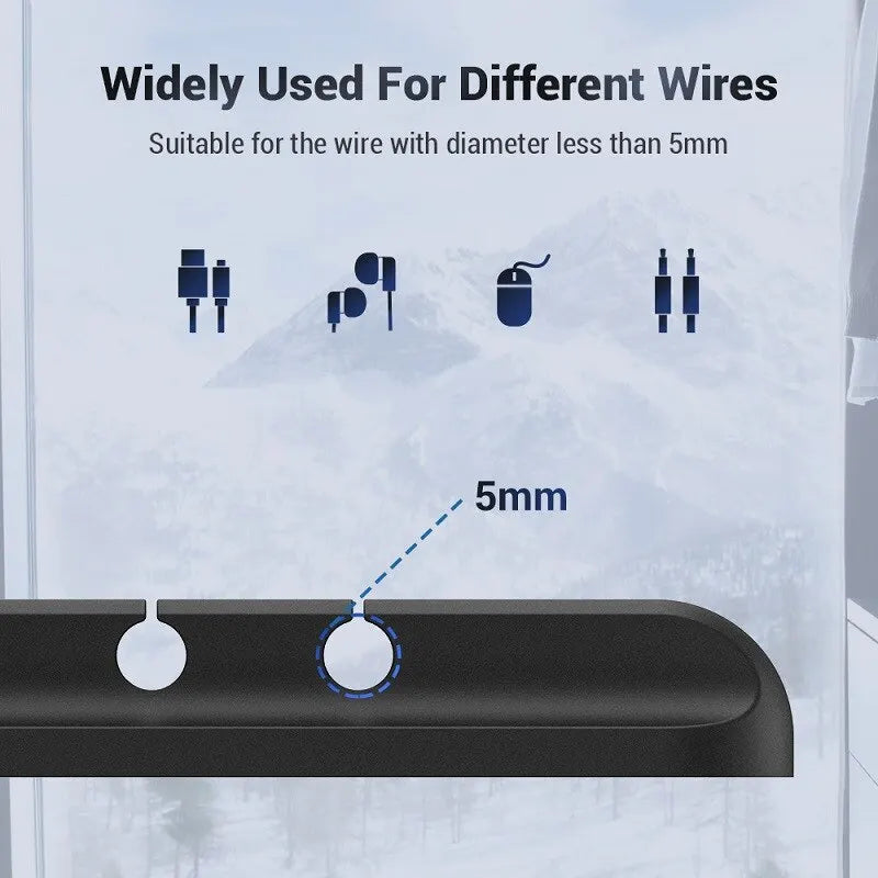 منظم كابلات L16 مزود بخمس فتحات من السيليكون ومشبك إدارة سطح المكتب USB للماوس والويب وسماعات الرأس ومنظم الأسلاك