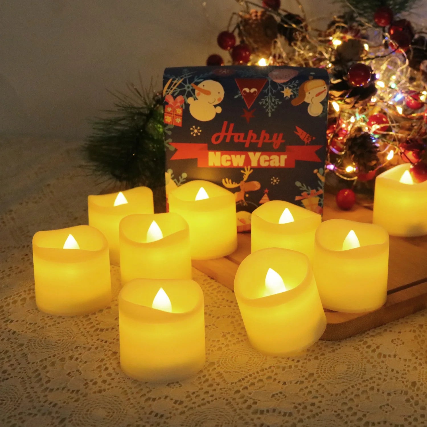 24Pcs Flameless LED Candle Lights Creative Wishing Led Tea Lamp Warm White Halloween Wedding Christmas Decoration Candle Light