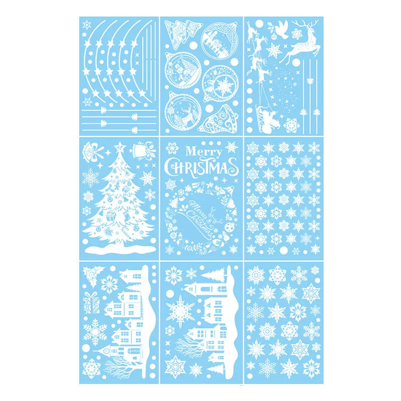 Double-Sided Christmas Window Clings Designs Snowflake Static Stickers Decoration White Xmas Ornaments Reusable Party Supplies