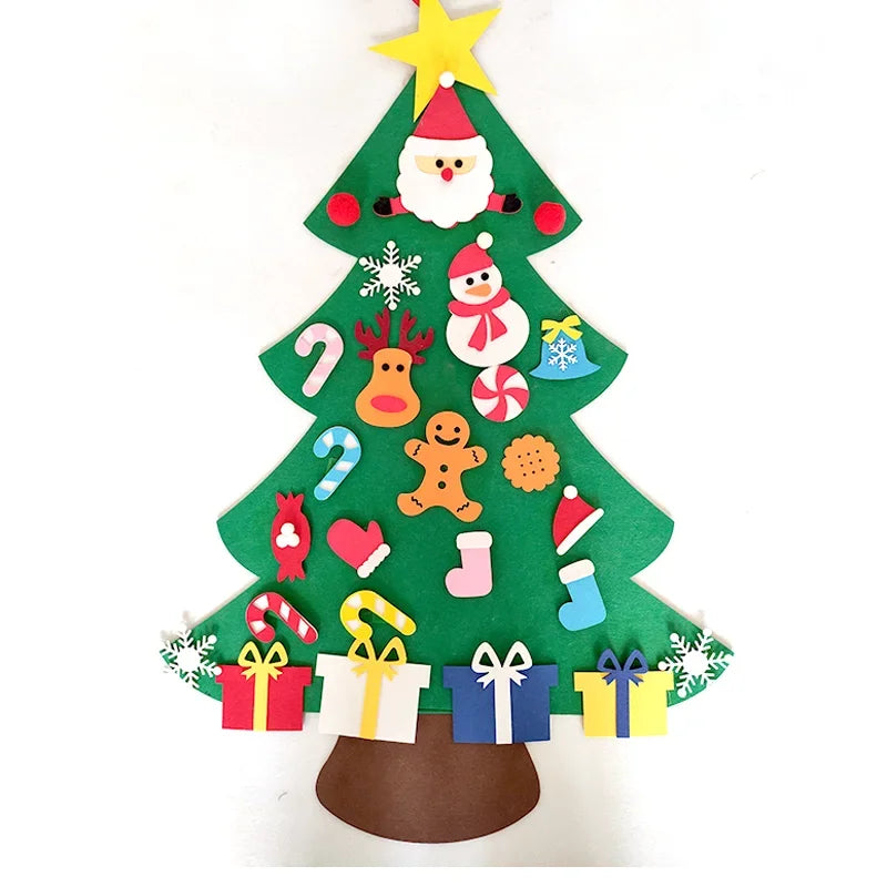 DIY Felt Christmas Tree Christmas Decoration for Home Navidad Noel 2025 New Year Christmas Ornaments Santa Claus Xmas Kids Gifts