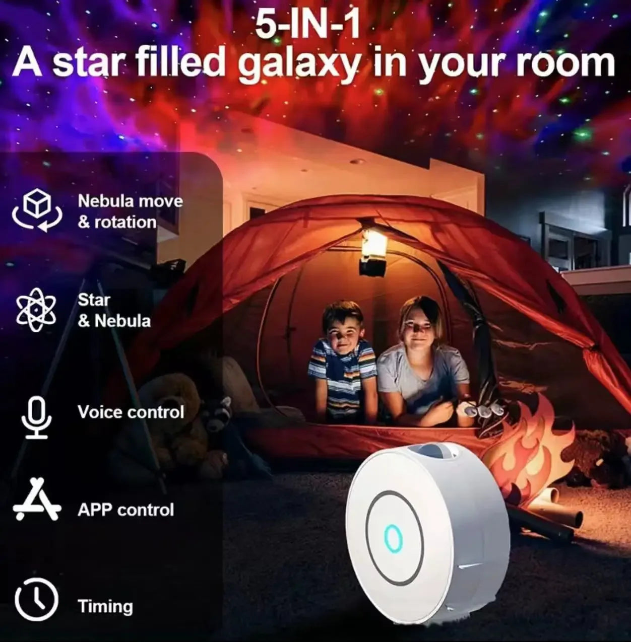 LED Colorful Smart Wifi App Star Projector Alexa Galaxy Projector Night Light Starry Sky Nebula Moon Smart Star Projector