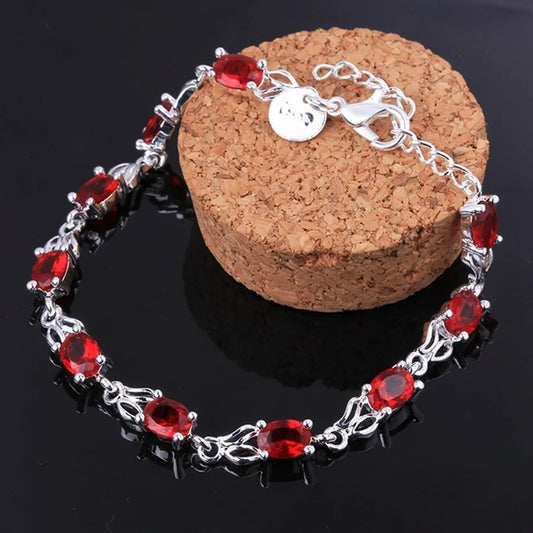 925 sterling silver Bracelets elegant charm beautiful crystal stone red Jewelry fashion for women wedding factory price