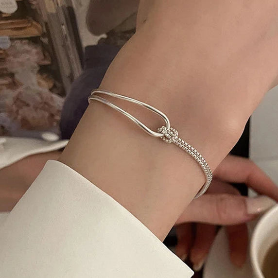 925 Sterling Silver Geometric Arc Knotting Bracelets Chain for Women Girl Minimalist Fashion Fine Jewelry Party Gift Браслет