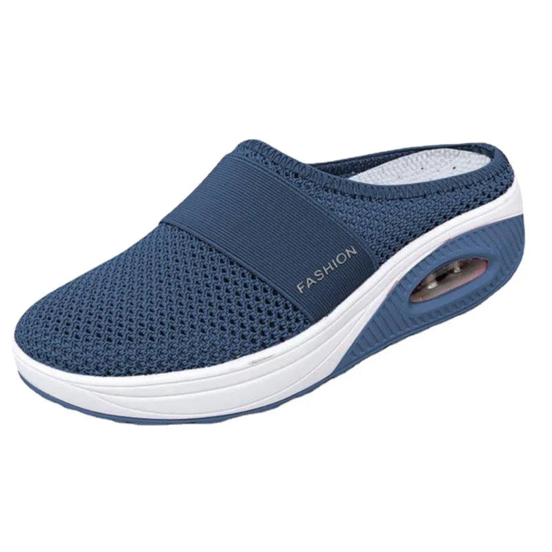 Women Walking Shoes Air Cushion Slip-On  Orthopedic Diabetic Ladies Platform Mules Mesh Lightweight Slipper Wedge Female Sneaker