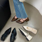 Pointed Toe Women Loafers Black Brown White Casual Mules Shoes Belt Buckle Shallow Slip On Low Flat Heeled Party Pumps Size 40