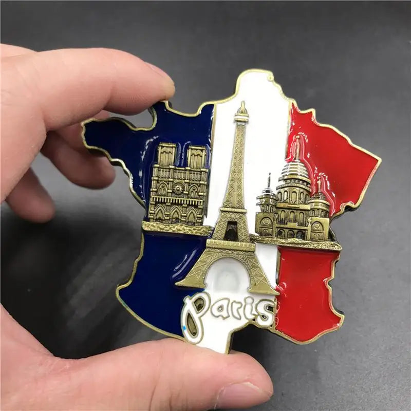 Paris France Ei-ffel Tower Triumphal Arch European Refrigerator Magnetic Creative 3D Metal Magnet Tourist Collection Gifts