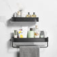 Nordic Bathroom Shelf Rack No Drill Wall Mounted Shelves Bath Towel Holder Black Shower Storage Basket Bathroom Accessories