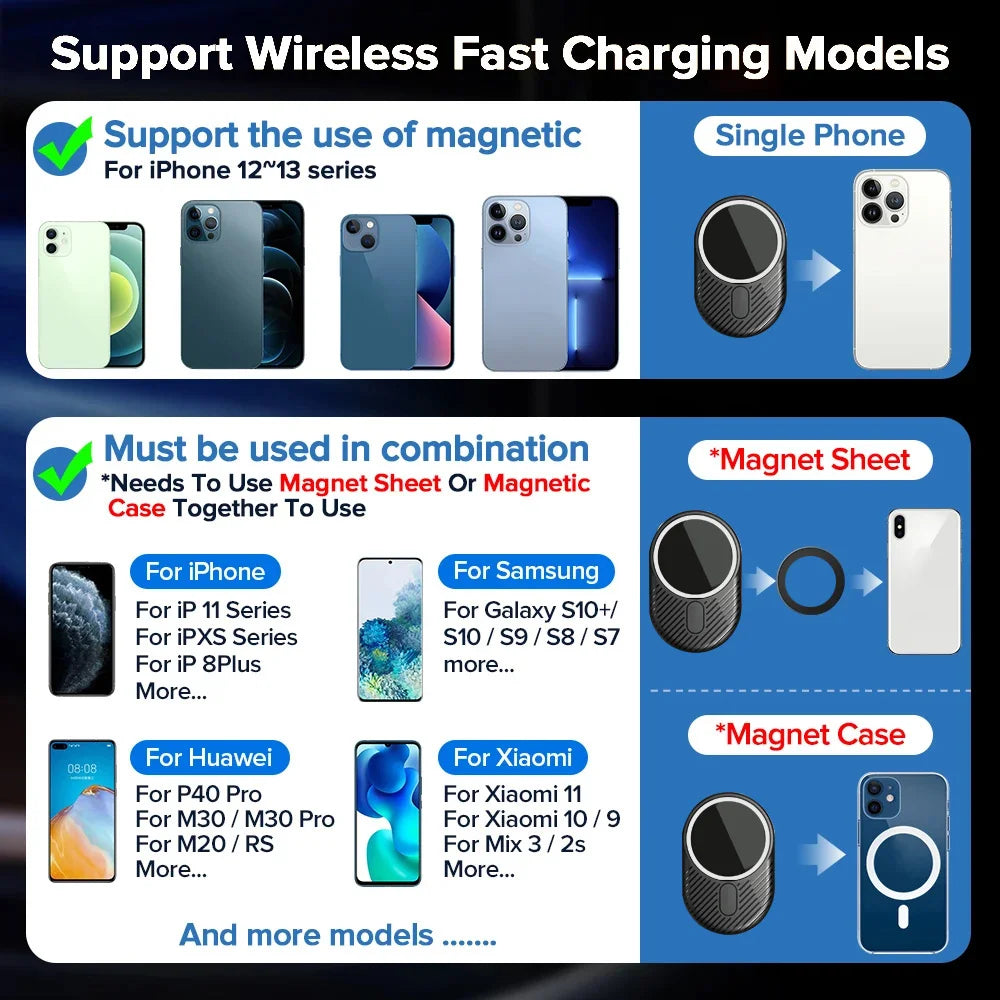 100W Fast Car Wireless Chargers Magnetic Car Air Vent Phone Holder for iPhone 16 14 15 Pro Max Samsung Macsafe Charging Station