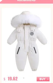 Winter Ski Suit Baby Jumpsuit Boy Overalls Warm down jacket Kids toddler girl Clothes Children Clothing faux fur coat overcoat