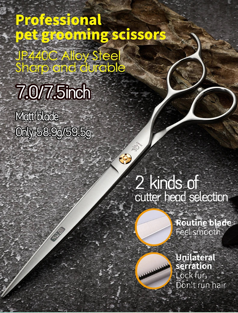 Fenice Professional 7.0 /7.5 inch pet grooming in dog hair trimmers scissors serrated blade dog cutting grooming shears