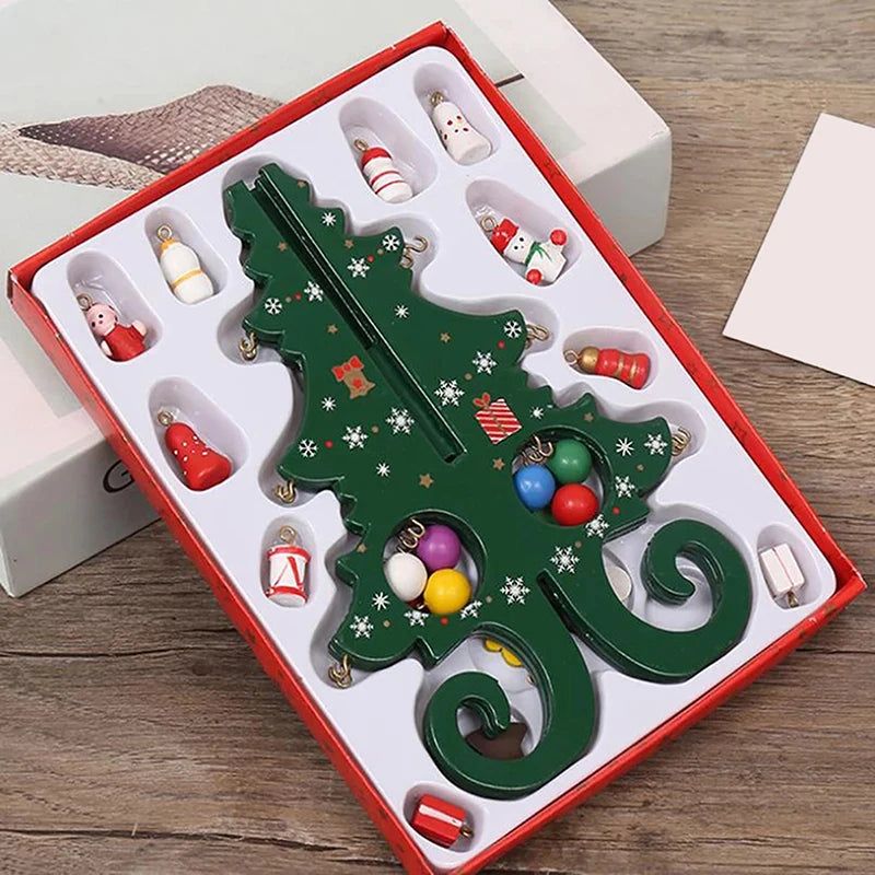 2025 Christmas Tree Children's Handmade DIY Stereo Wooden Christmas Tree Scene Layout  Decorations Ornaments （Pendant randomly）