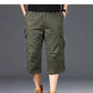 Summer Men's Cargo Shorts Loose Casual Below Knee Pants Elastic Waist Plus Size Outdoor Jogging Tactical Capri Pants