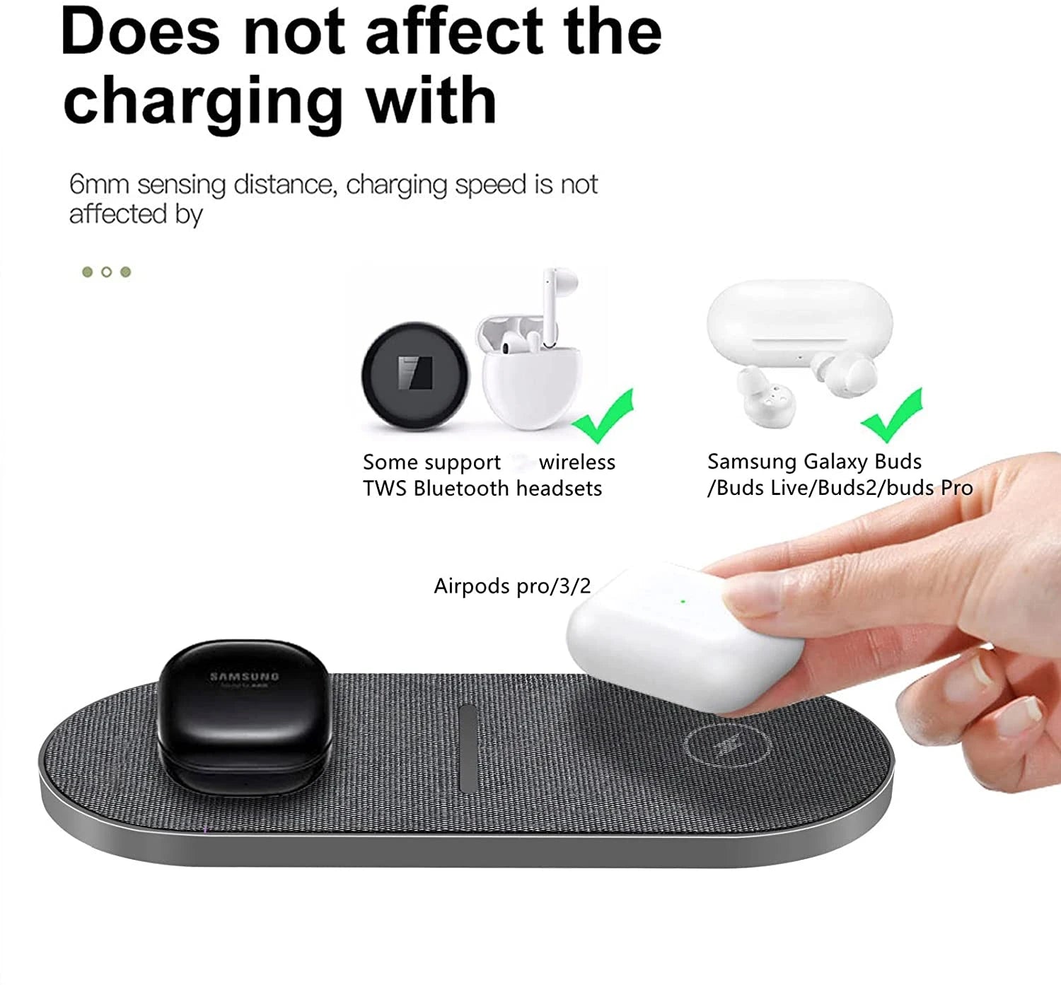 40W Dual Wireless Charging Pad for iPhone 15 14 13 12 11 XS XR X 8 Samsung S23 S22 S21 2 in 1 Fast Charger Mat for Airpods 3 Pro