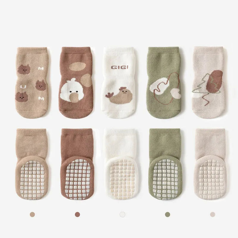 5 Pairs Winter Baby Socks Toddler Anti-slip Children's Cartoon Floor SocksIndoor Floor Warm Hose Accessories 0-5Y