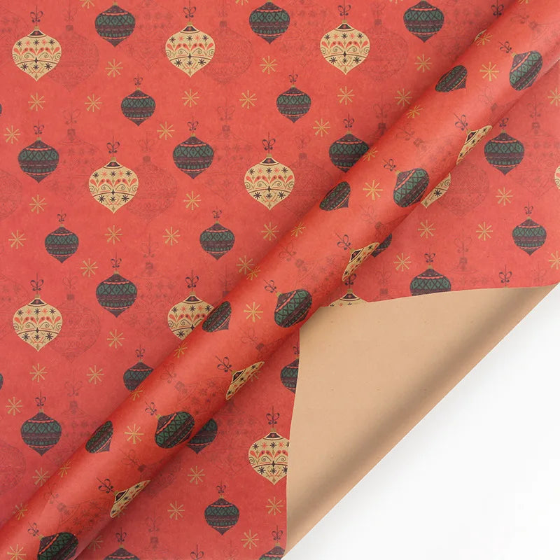 Christmas Kraft Wrapping Paper Checkered Xmas Tree Santa Claus Pattern Gift Packaging Party Christmas Diy Decoration Paperboard