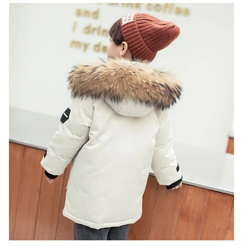 Children Winter Down Jacket Boy toddler girl clothes Thick Warm Hooded faux fur Coat Kids Parka spring Teen clothing Outerwear