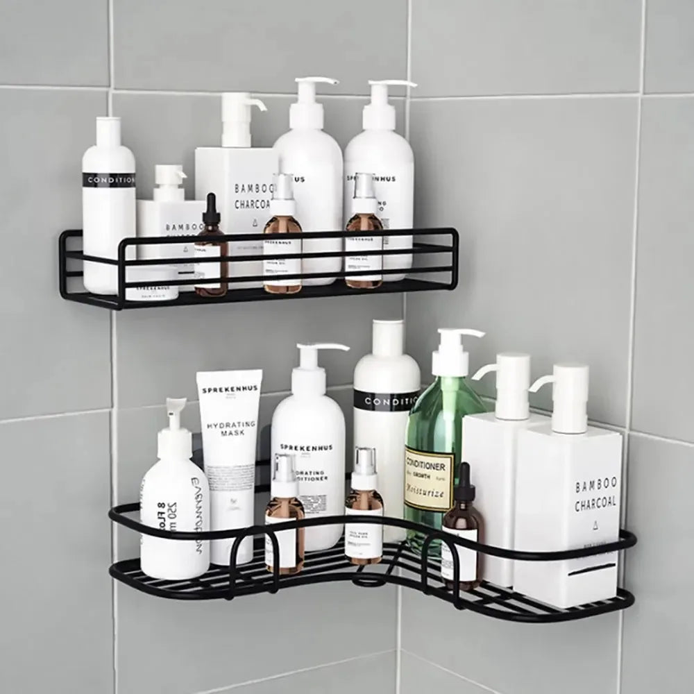 Toilet Storage Rack Bathroom Shelf No-Drill Corner Shelf Shower Wall Mounted Shelf Bracket Bathroom Accessory Organizer Shampoo