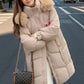 YJKDYK 2024 Winter Women's Jacket Female Fur Collar Warm Long Parkas Coats Women's High Collar Thicken Warm Cotton Jacket