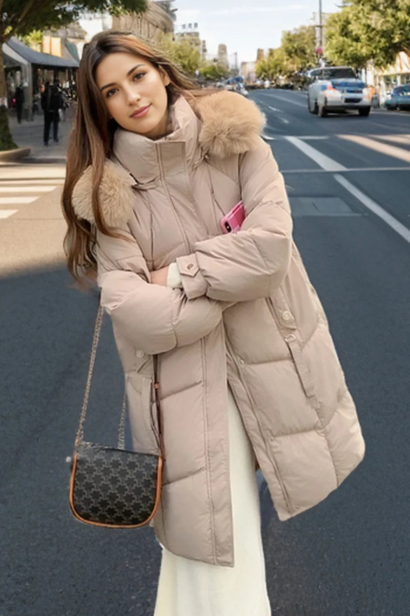 YJKDYK 2024 Winter Women's Jacket Female Fur Collar Warm Long Parkas Coats Women's High Collar Thicken Warm Cotton Jacket