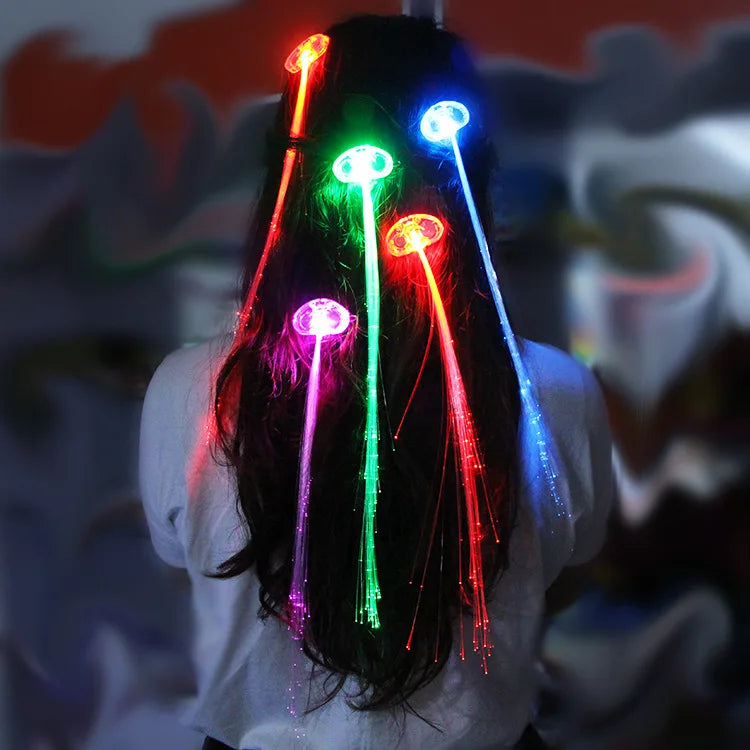 5/12 Pcs Glowing Hair Braid Led Glowing Braid Neon Party Glow In The Dark Christmas Lights  Halloween Decoration party favor