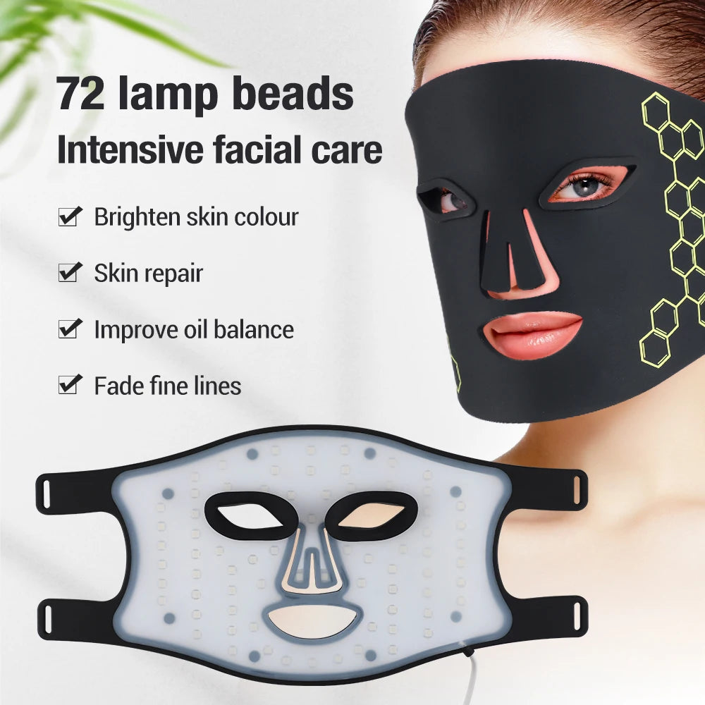 4 Color LED Facial Mask w/ Neck Face Care Treatment Beauty Anti Acne Korean Photon Therapy Face Whiten Skin Rejuvenation Machine