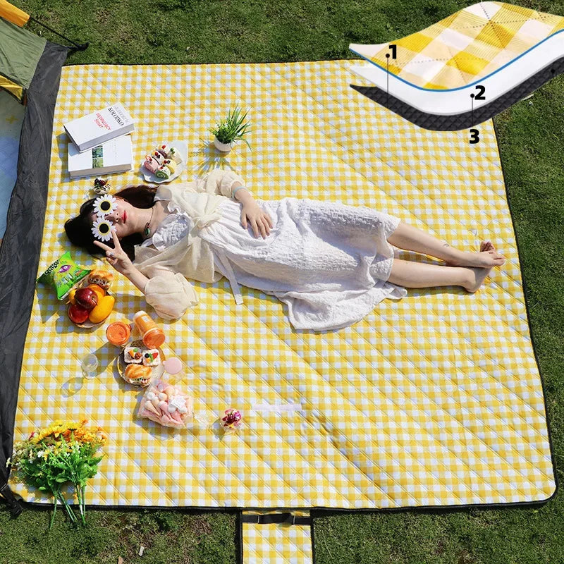 Ultrasonic Picnic Mat Thickened Waterproof Beach Blanket Camping Tent Grassland Mat Outdoor Sleeping Pad Camping Accsesorios