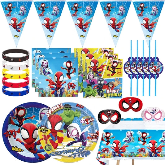 Bulbusbow Party supplies Kit Plates Cups Tablecloth Backdrop Balloons Child Party Supplies