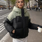 YJKDYK 2024 Winter Women's Cotton Jacket Female Contrast Hooded Thicken Warm Parkas Coats Top Women Street Fashion Jacket