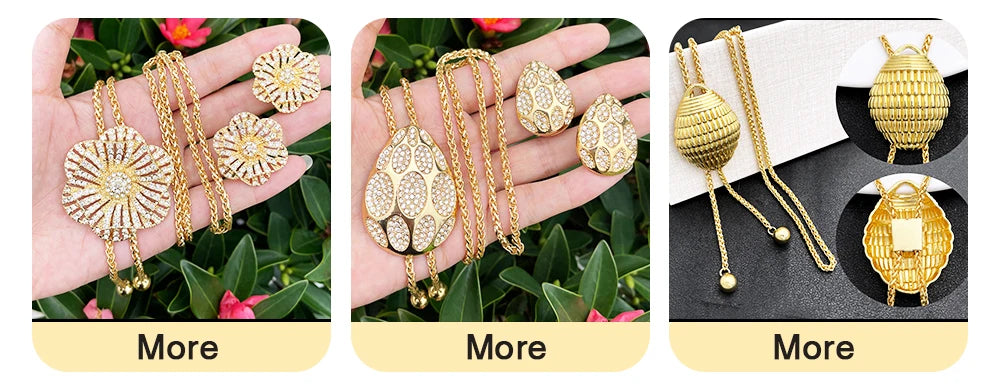 Dubai Nigeria Trending Jewelry Set For Women Luxury Design 18K Gold Plated Necklace Earrings Ring Bracelet Wedding Party Gift