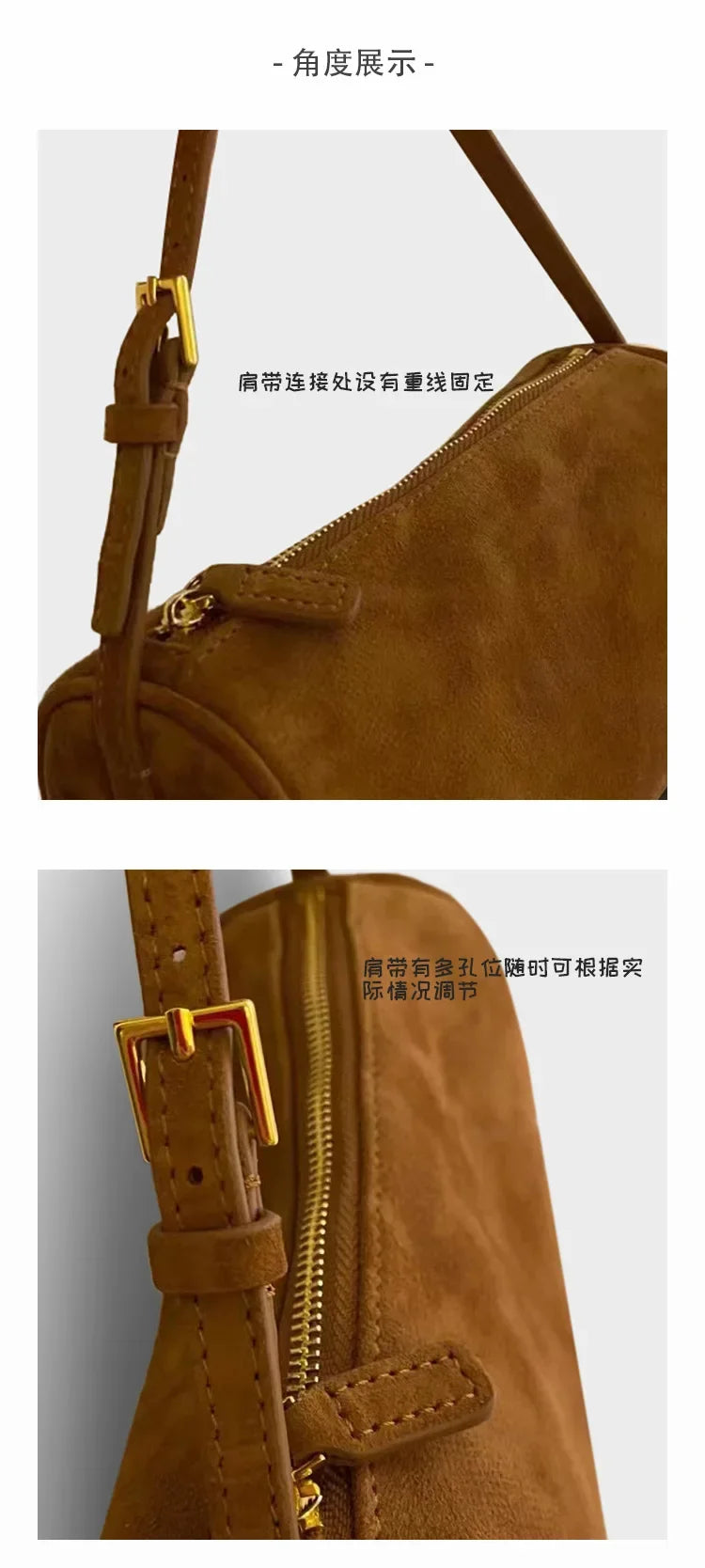 2024 Trend Fashion Design Elegant Leather Pen Holder Bag Suede Leather Underarm Cowhide Small Square Bag Soft Handbag for Women