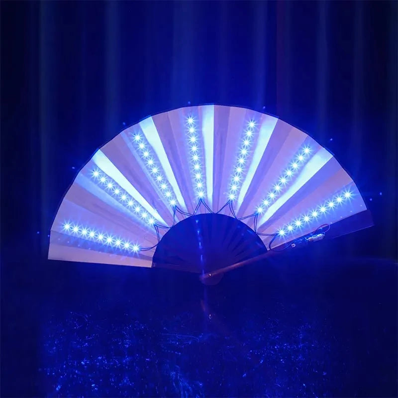 Glow Folding Led Fan Dancing Light Fan Night Show Halloween Christmas Rave Festival Accessories Glow In The Dark Party Supplies