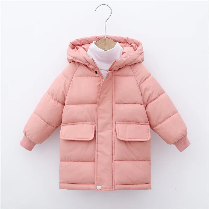 Kids Down Long Outerwear Winter Autumn Teen Cotton Clothes Boys Girls Cotton-Padded Parka Coats Big Children Thicken Warm Jacket