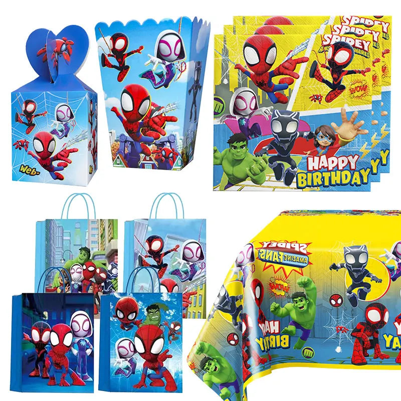 Bulbusbow Spidey And Friends Birthday Party Supplies Bulbusbow  Theme Tableware Set Plates Balloons Deco Happy Banner Supplies For Boy