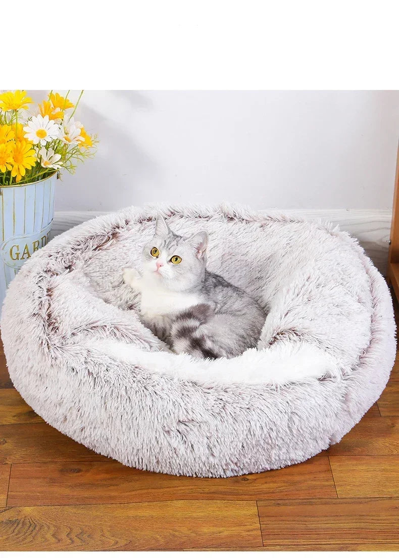 winter dog Plush Round Bed Pet Mattress Warm Soft Comfortable Basket Cat Dog Sleeping Bag Nest for Small Dogs Medium dogs cat