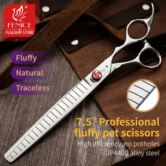 Fenice Professional JP440C 7/7.5 inch Pet Fluffy Thinning Grooming Scissors Straight Dog Scissors Thinner Shears  Rate 80%