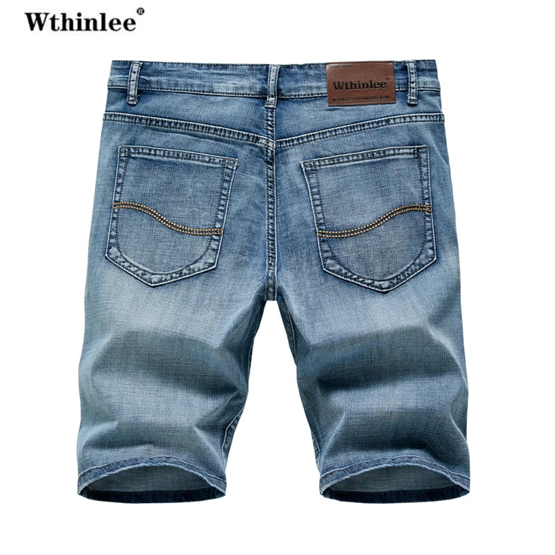 Summer Shorts Jeans Men Denim Pants Stretch Dark Blue Fashion Design Men's Jeans Slim Straight Male Short Jeans Hombre