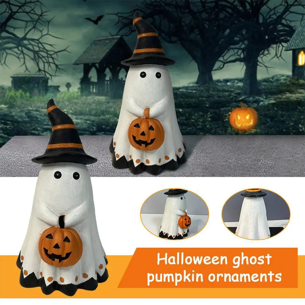 Halloween Resin Ornaments Ghost Pumpkin Gifts Helloween Decoration Halloween Miniature Pumpkin Figurines Adornments for Home