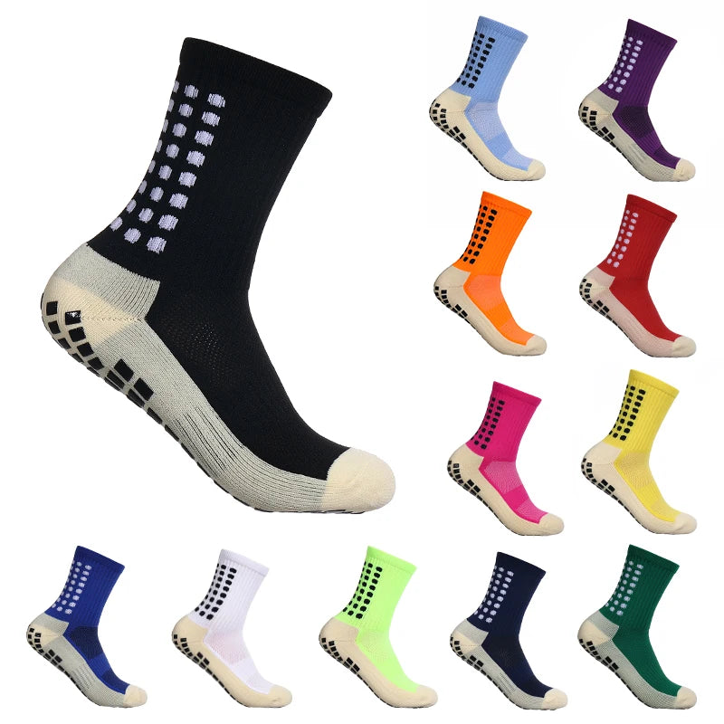 MagiMobo Grip Football Socks Glue Dispenser Men Mid Calf Socks Non Slip Running Sports Socks