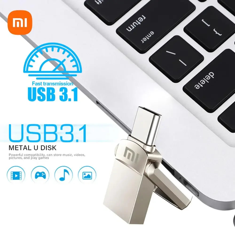 Xiaomi Ultra Dual Drive USB Type-C Flash Drive 2TB USB3.1 Pendrive 1TB 512G 256 128G Metal OTG Memory Stick Android Tablet Phone