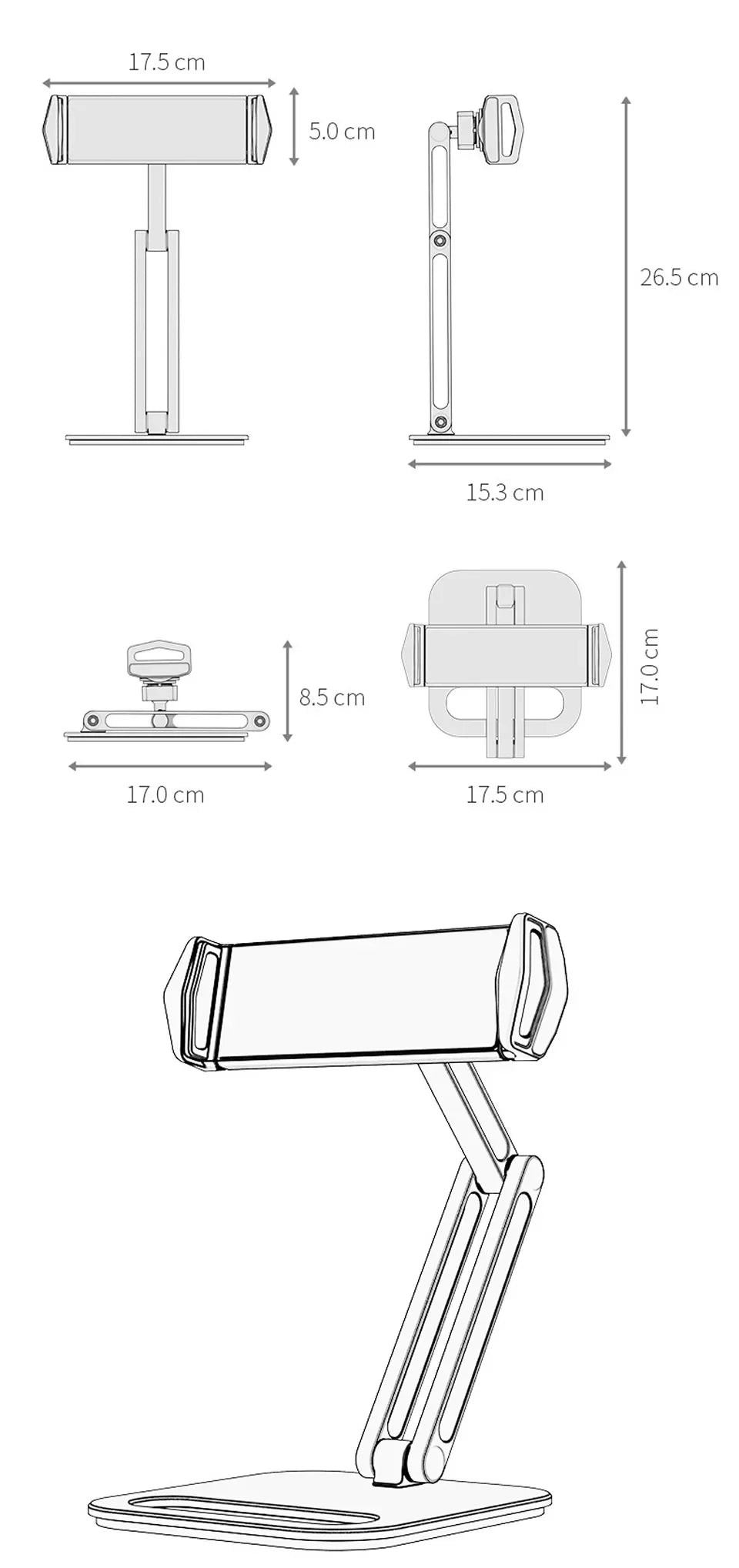 Adjustable Folding Tablet Stand Holder Aluminum Alloy Pad Mobile Phone Support Bracket for IPad Huawei Xiaomim Samsung Tablets