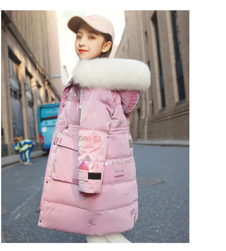 New Winter Down cotton Jacket Girls Waterproof Hooded Coat Children Outerwear Clothing Teenage 5-16Y clothes Kids Parka Snowsuit