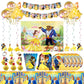 Disney Beauty And The Beast Birthday Party Decoration Kit Supplies Set Girl Tableware Paper Cups Plates Tablecloth Balloons Deco