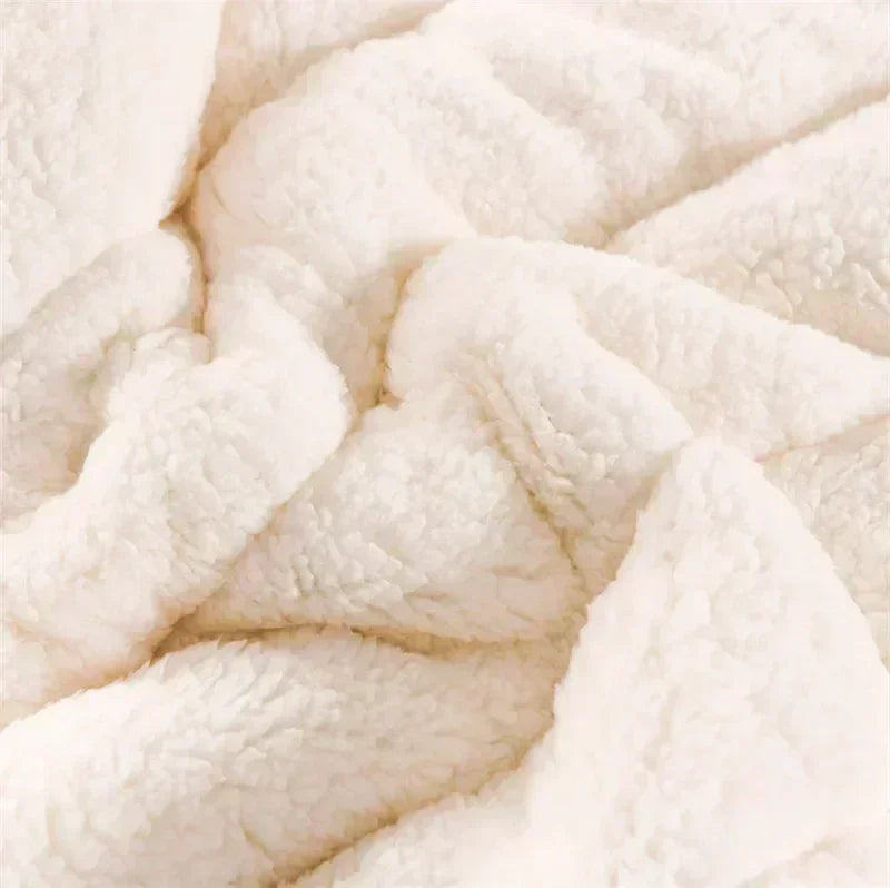 Coral Fleece Autumn Winter Warm Blankets for Bed 3 Layers Thicken Flannel Blanket Quilt Soft Comfortable Warmth Quilts Washable